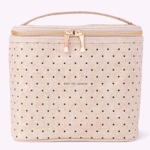 Kate Spade Tan Black Polka Dot Insulated OUT TO LUNCH Lunch Bag Tote Preppy